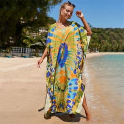 image-European & American Beach Blouse Skirt - Rayon, Green Heart, One Size Fits All