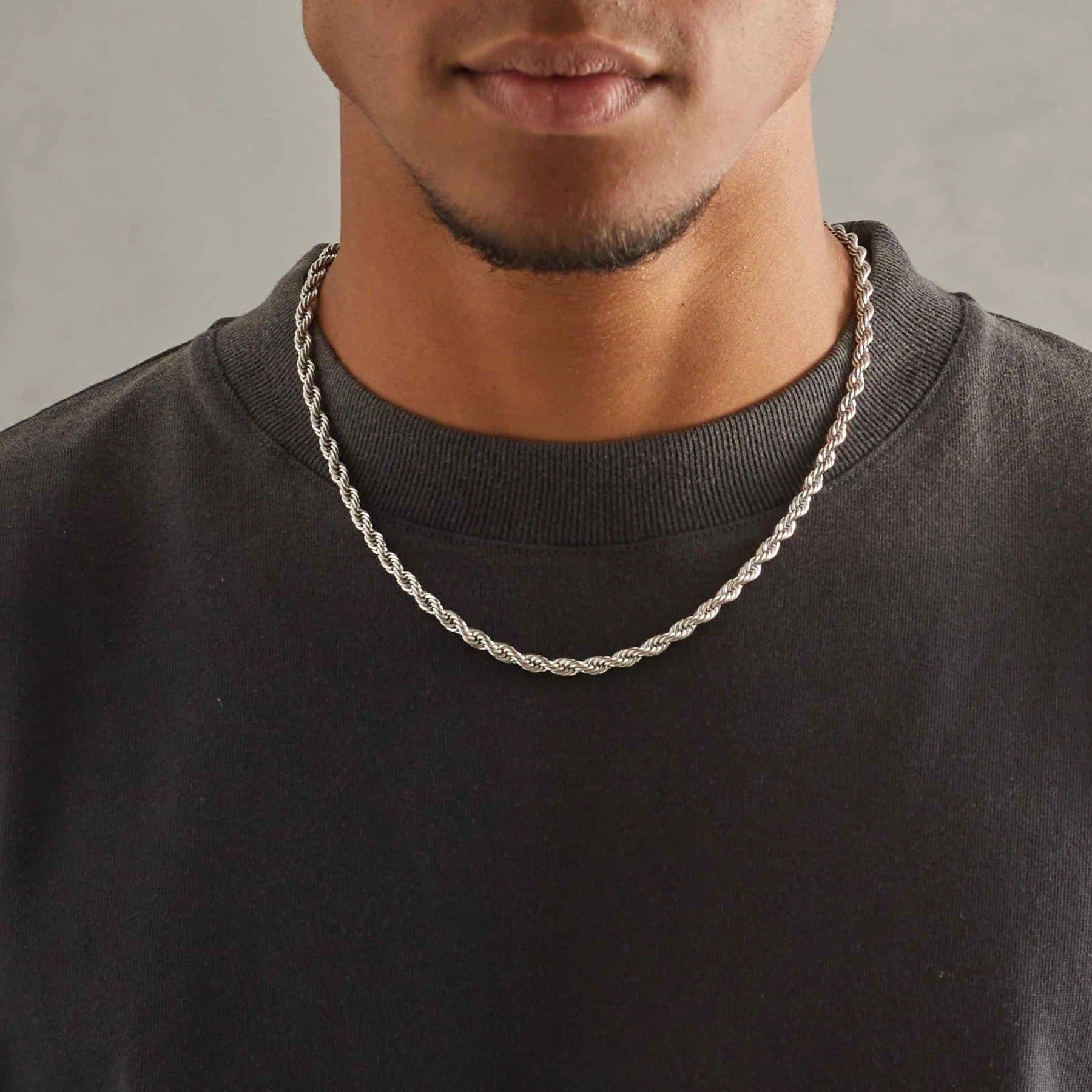 image-Stainless Steel Twist Chain Necklace - Silver 5mm 55cm Unisex