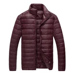 image-Men's Down Jacket - Light Grey Stand Collar Hooded