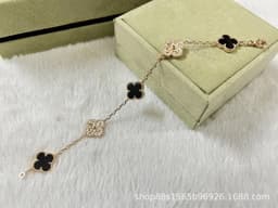 image-High-End Five-Flower Bracelet Rose Gold Clavicle Chain Thickened Electroplating Wholesale