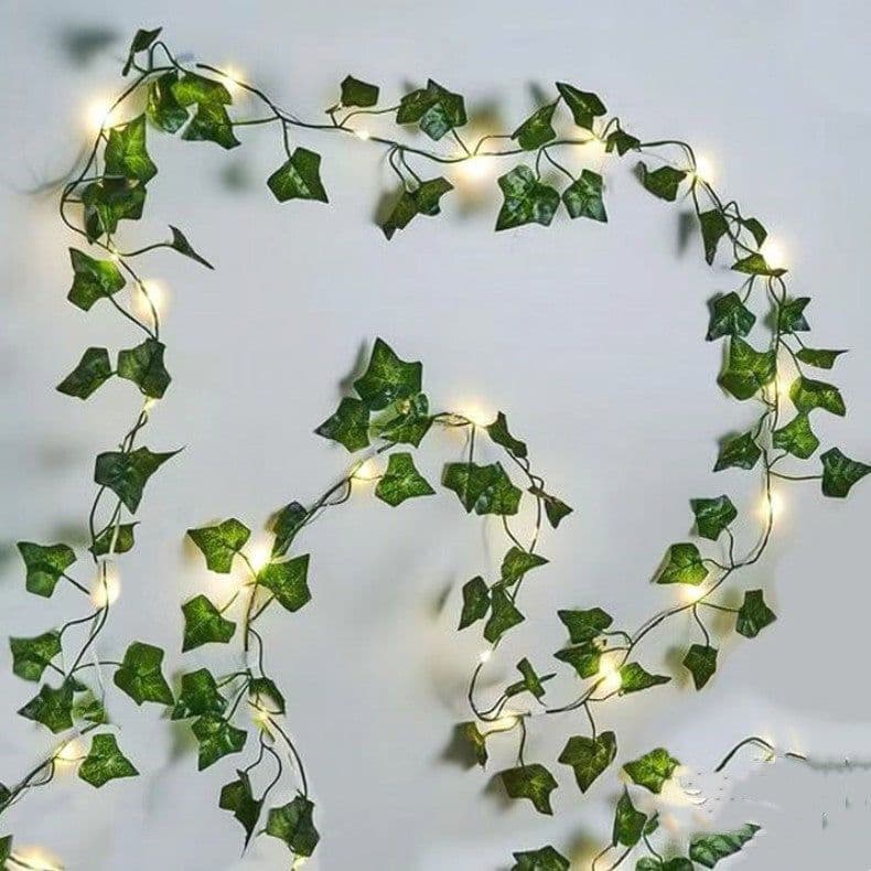 image-Leaf Rattan Light String - Green Vine 2m 20LED