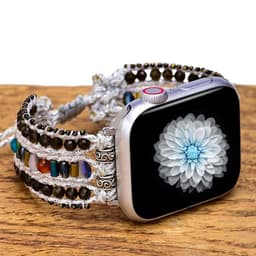 image-Foreign trade e-commerce new obsidian natural stone woven apple watch strap bohemian style apple watch strap wholesale