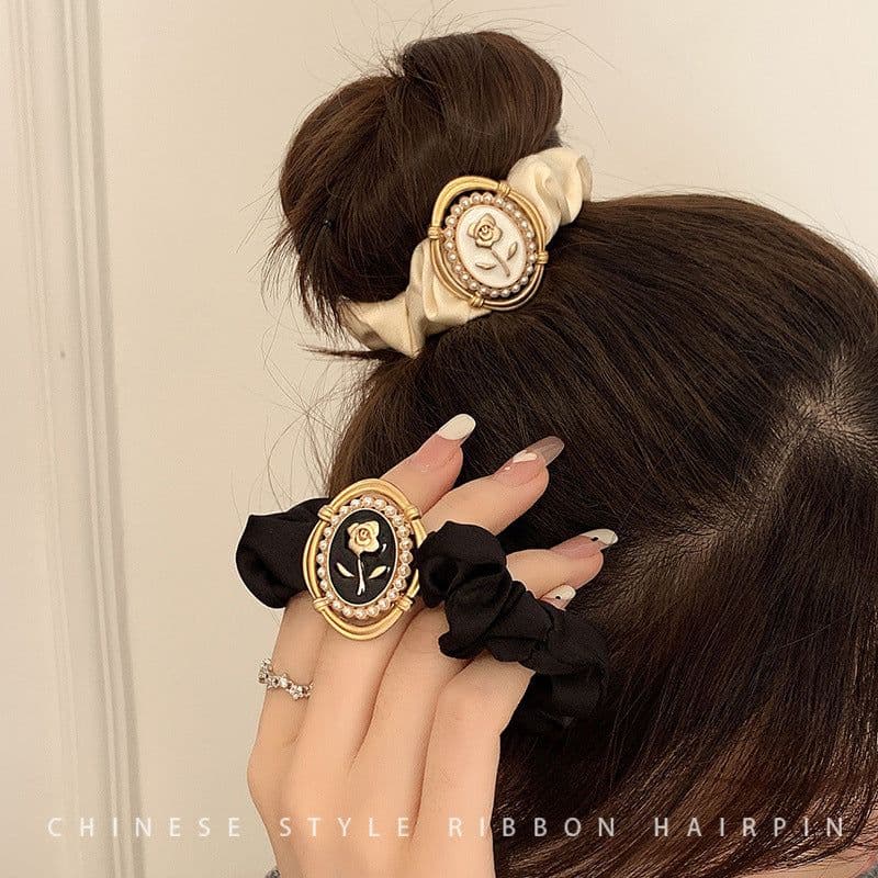 image-French Rose Hair Tie - Black Small Intestine Circle