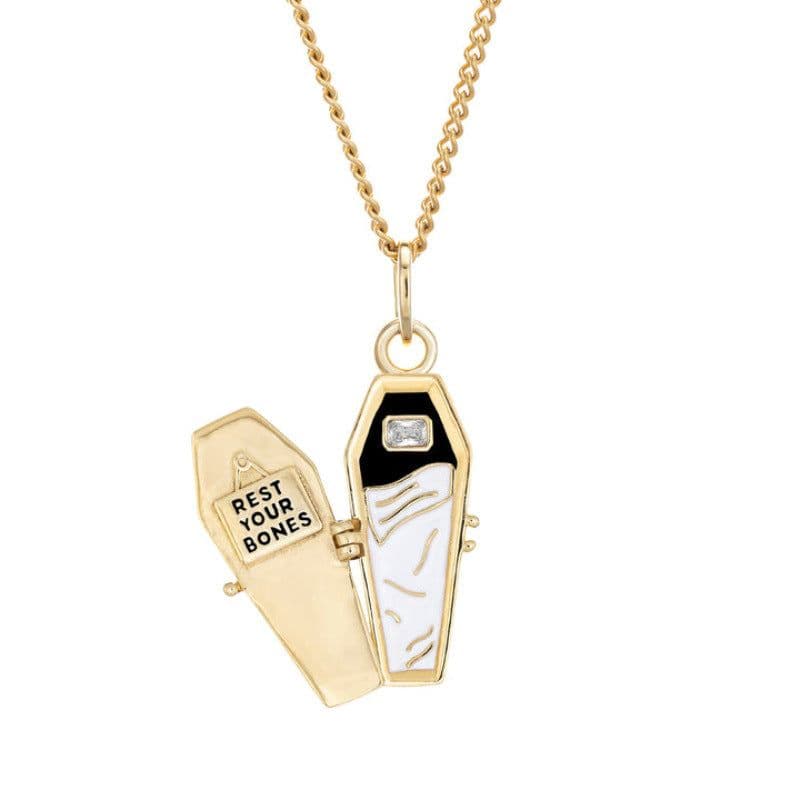 image-Copper Rose Coffin Necklace - Silver Plated 41-50cm