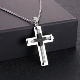 image-Cross Pendant Necklace - Stainless Steel Men's