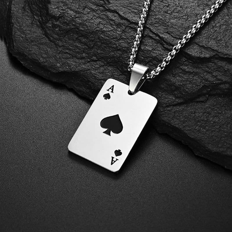 image-Yousu Spades Necklace Pendant - Ace of Hearts Titanium Steel