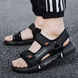 image-Korean Style Men's Casual Beach Sandals Grey PVC - 2022