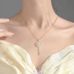 image-Chasing Forest Titanium Steel Necklace, Gold, Non-Fading Jewelry