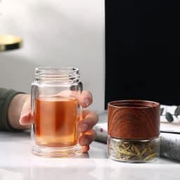 image-Ready-Made Double-Layer Tea Cup - Glass Insulated