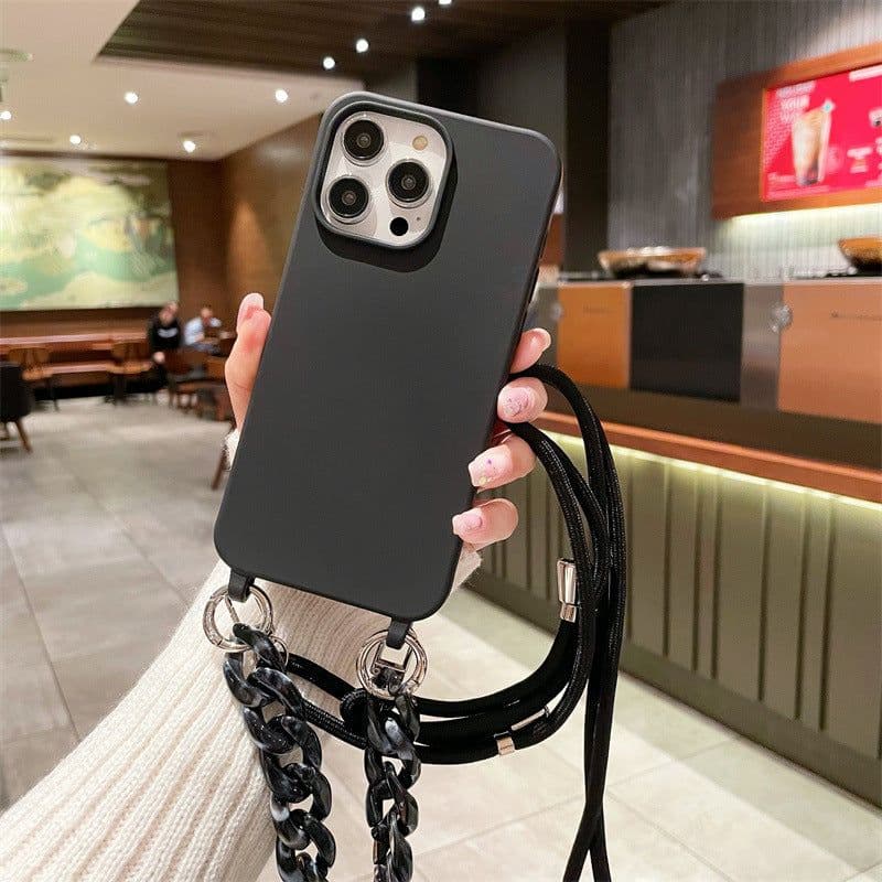 image-iPhone 14 Max Case - Grey TPU Messenger Chain