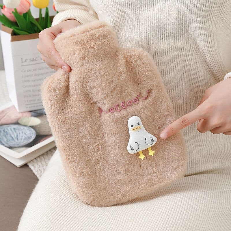 image-Purple Plush Hot Water Bottle 500ML - Removable Cover
