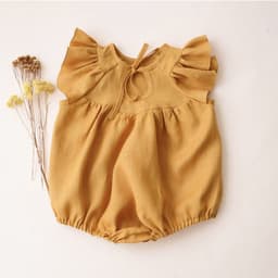 image-2023 summer ruffled cotton hemp triangle romper baby romper onesie baby bag fart clothes ins doll collar