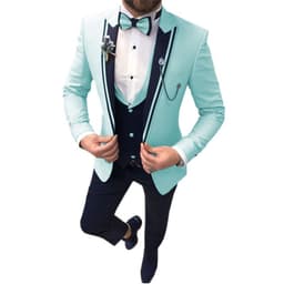 image-Cross-border new men's suit three-piece lapel slim wedding groom best man suit men's suit