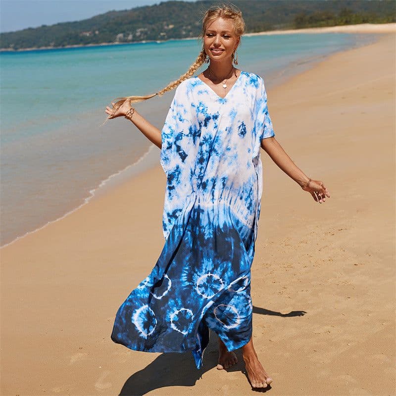 image-European & American Beach Blouse Skirt - Rayon, Green Heart, One Size Fits All