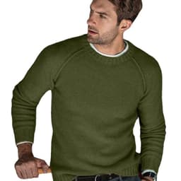 image-Men's Acrylic Knit Sweater - Yellow Crew Neck