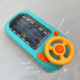 image-Children's Steering Wheel Toy - Blue USB Battery