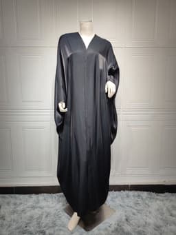 image-Polyester Bright Satin Robe - Dark Pink Long Sleeve