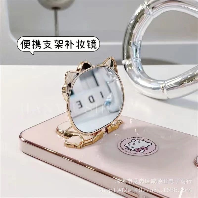 image-iPhone 14/13 Pro Max Cat Makeup Mirror Phone Case - Protective Cover with Lens Film