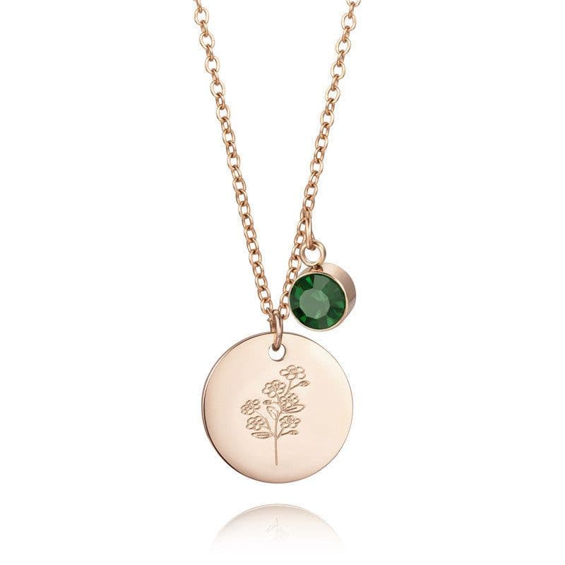 image-Source Manufacturer Fashion Stainless Steel Necklace European and American Flower Twelve Birthstone Necklace Jewelry Female Titanium Steel Necklace