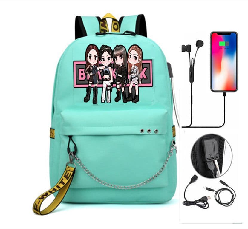 image-BLACKPINK Park Chae-young, LISA, Kim Ji-soo, the same starry sky backpack, school bag, backpack, Korean version, USB