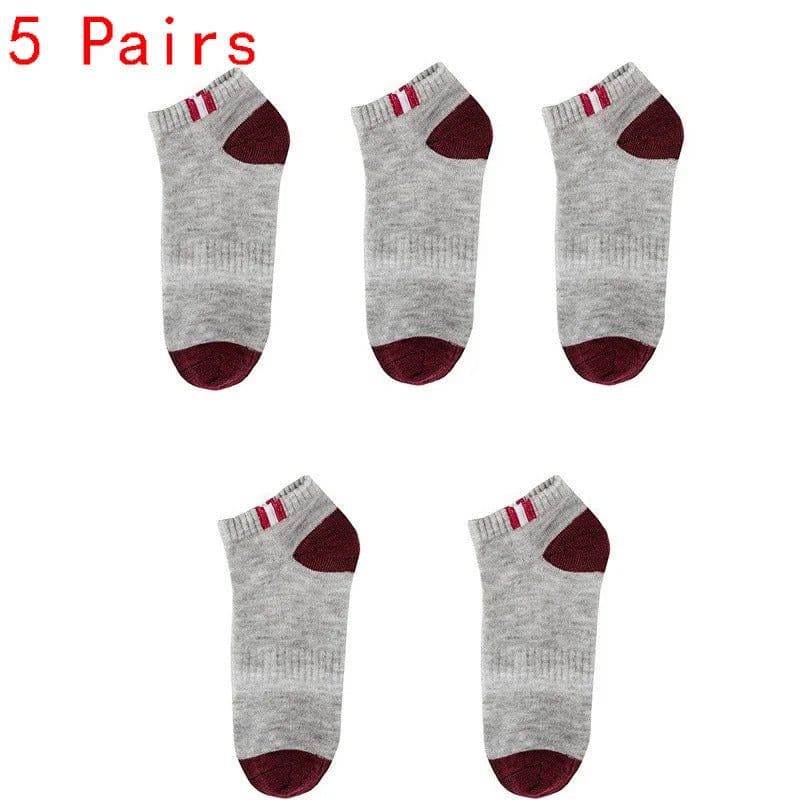 image-Men's Ankle Socks - Breathable Cotton Sports Socks