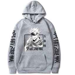 image-Gojo Satoru Anime Hoodie - Black Fleece Pullover
