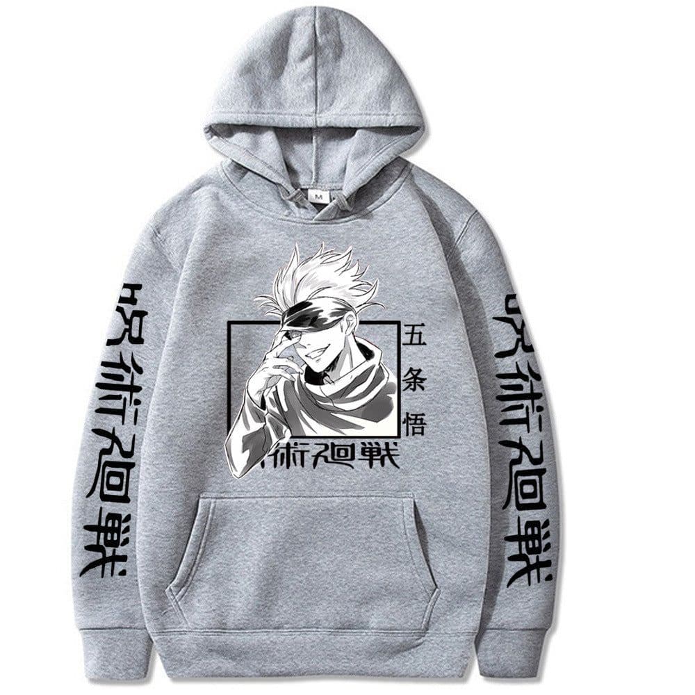 image-Gojo Satoru Anime Hoodie - Black Fleece Pullover