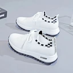 image-New Women's Running Shoes, White, Mesh, Flat Sole, Size 40