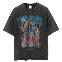 image-Black Cartoon T-Shirt, Breathable, XXXL, Loose Fit, Men's