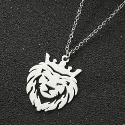 image-Gissen Crown Lion Pendant Necklace - Steel