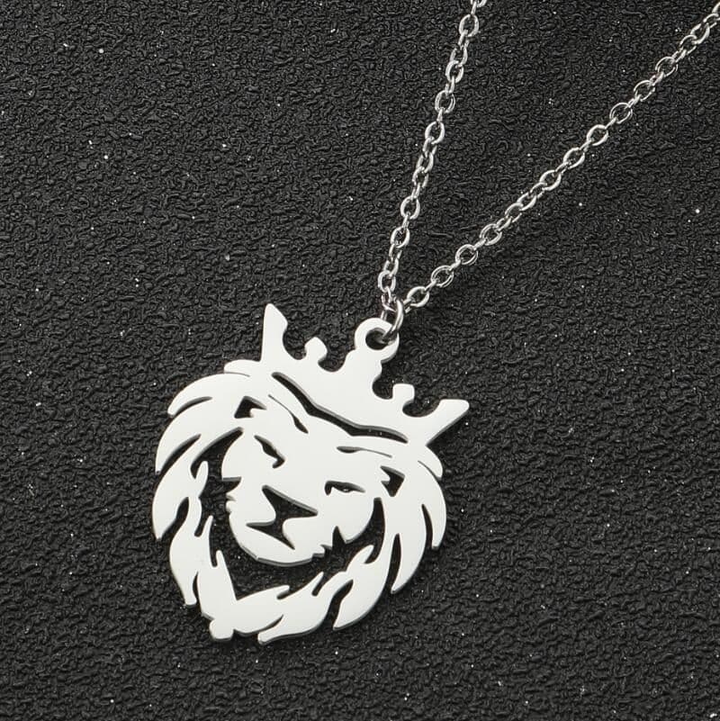 image-Gissen Crown Lion Pendant Necklace - Steel