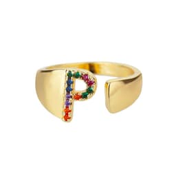 image-Retro Zirconia 26 Letter Adjustable Ring - Personalized Fashion Design