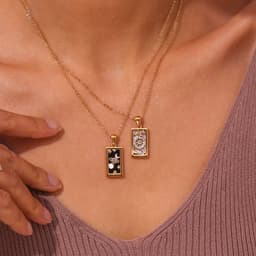 image-Ding Ran 18K Gold-Plated Zircon Tarot Necklace - Fashion Geometry 41cm-50cm