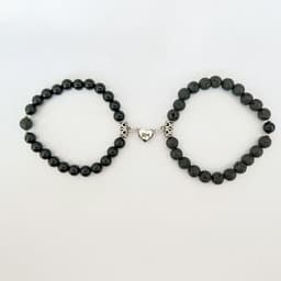 image-Turquoise Couple Bracelet - Magnetic Heart Charm Unisex