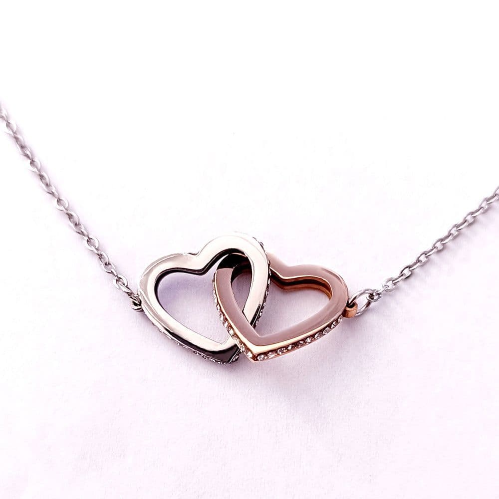 image-Separation Rose Gold Double Heart Stainless Steel Necklace