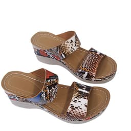 image-Women's Wedge Sandals - Snakeskin Pattern Size 43
