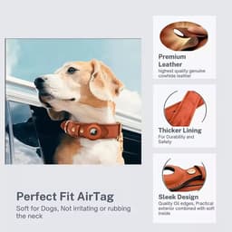image-Dog Collar with AirTag Holder - Leather Apple Tracking