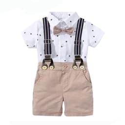 image-Summer Baby Boy Romper - White Triangle Print Tricot