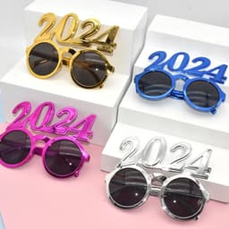 image-2024 Digital Glasses Cross-border New Year's Eve Party Decoration Christmas Glasses Digital Funny Sunglasses