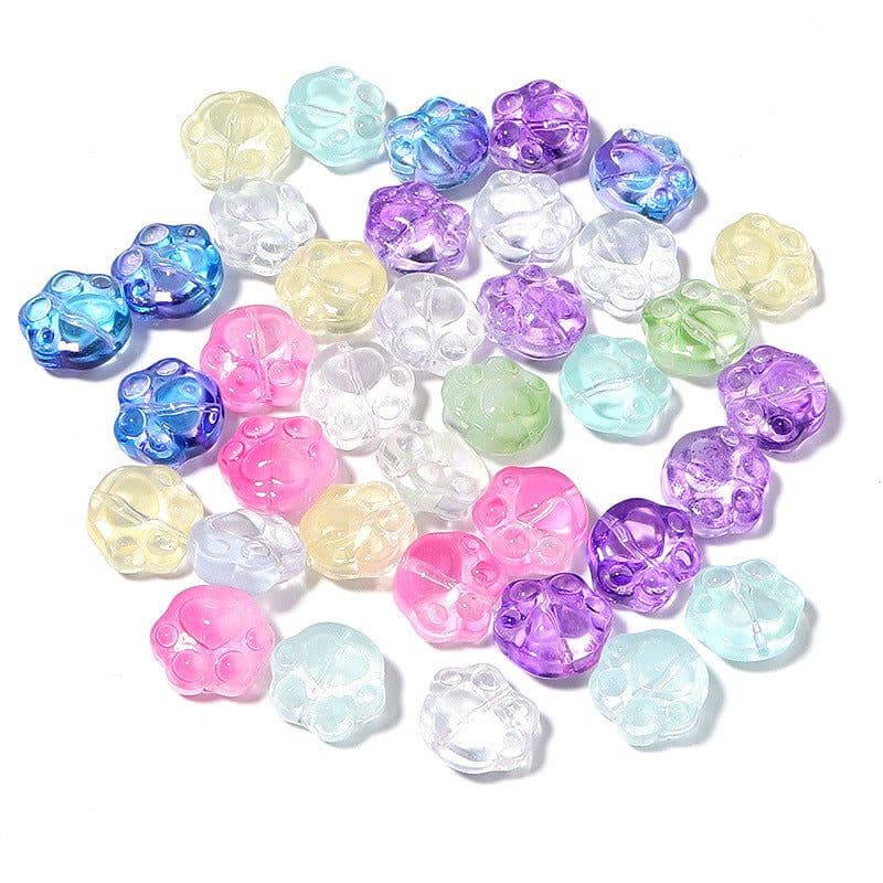 image-Glass Bear Claw Beads 20pcs - Colorful 3D Cat Claw DIY