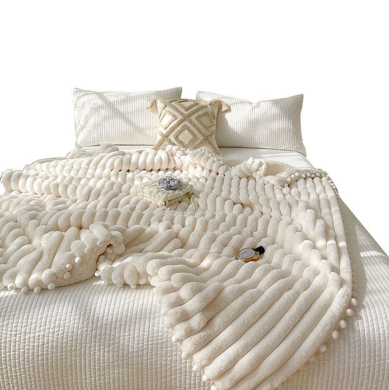 image-Rabbit Plush Throw Blanket - Light Gray Faux Fur, All Seasons 200cmx230cm