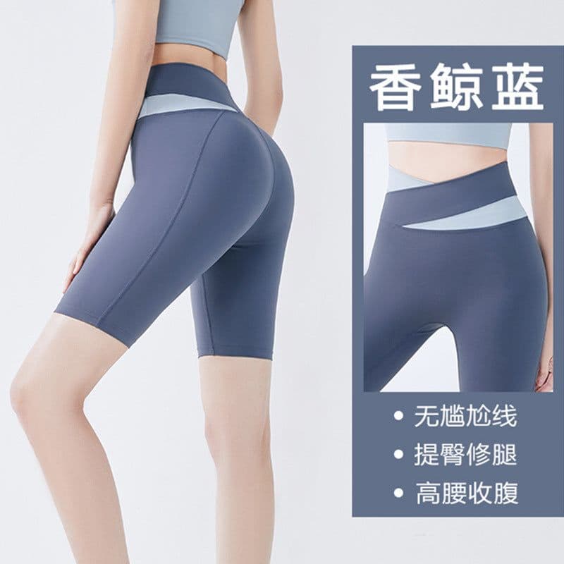 image-Summer new one-piece fixed chest pad sports top yoga pants suit fitness short-sleeved beauty back two-piece set for women