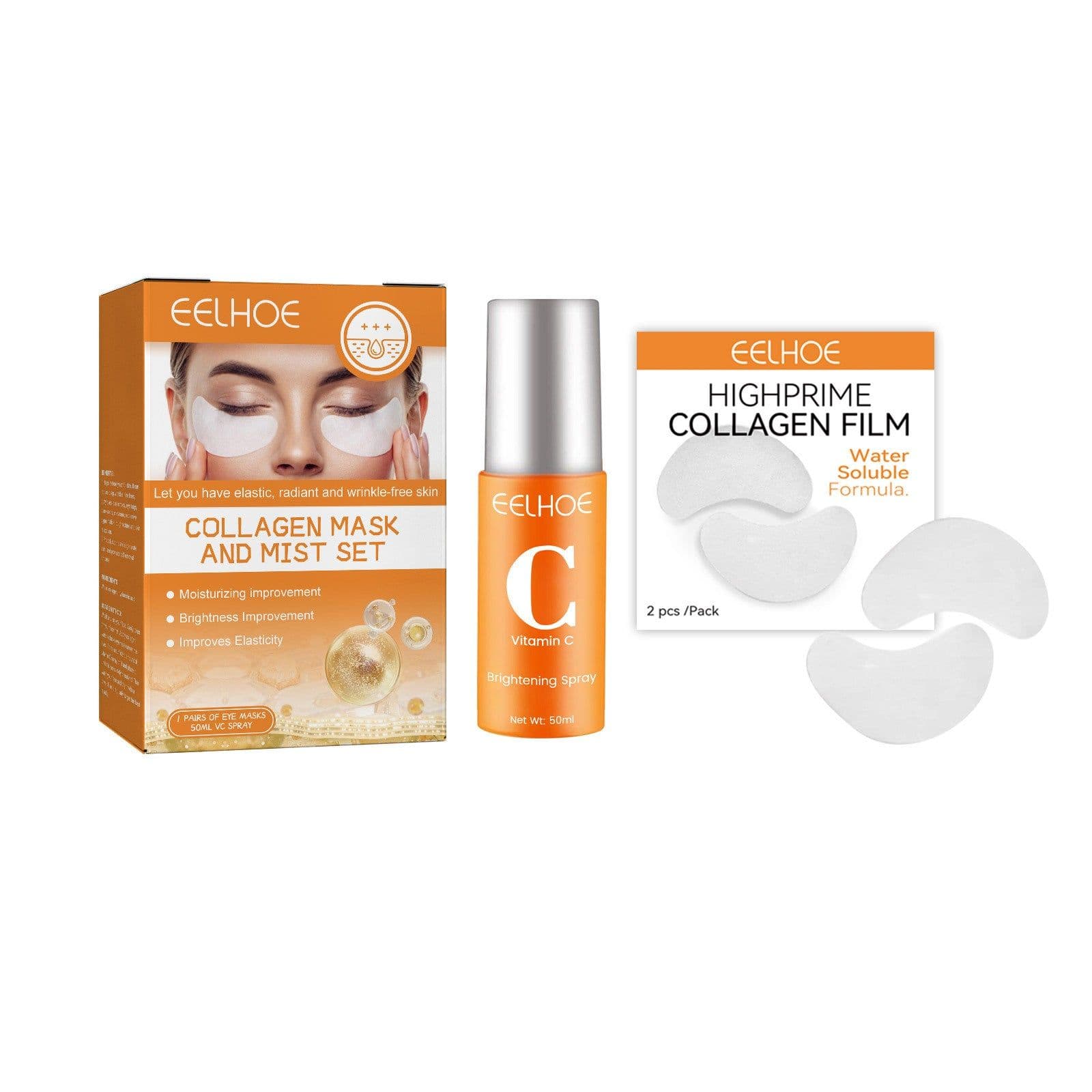 image-EELHOE Anti-Wrinkle Collagen Eye Mask & Spray Set Moisturizing