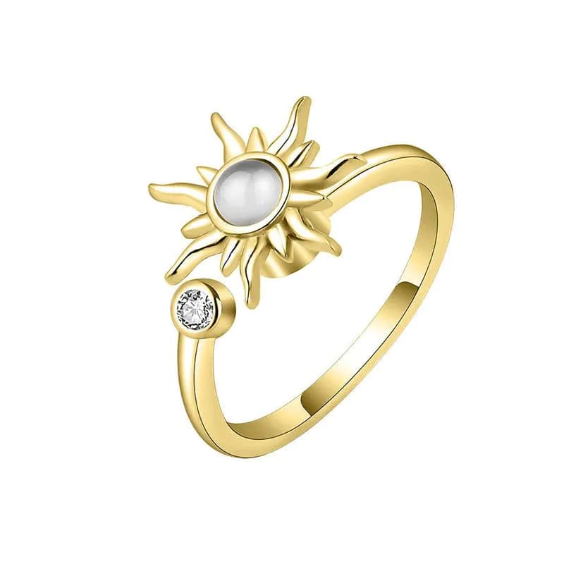 image-Sunflower Daisy Ring Silver Adjustable Alloy