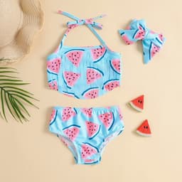 image-Cute Tiger Girls Swimsuit 3pc Set Watermelon