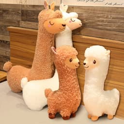 image-Alpaca Plush Doll - Large, Super Soft Sherpa Fabric, White/Brown, 53cm
