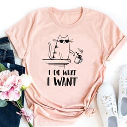 image-Cute Cat Print T-Shirt - Milk Silk 5XL Short Sleeve