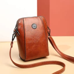 image-2023 New Autumn Trendy Soft Leather Mobile Phone Bag Women's Crossbody Mini Small Bag Fashion Vertical Style Small Mobile Phone Bag