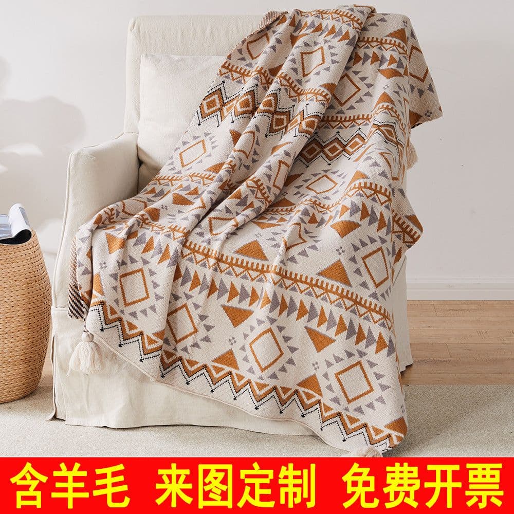 image-Meizuo Wool Blanket Bohemian Geometric 150x200cm