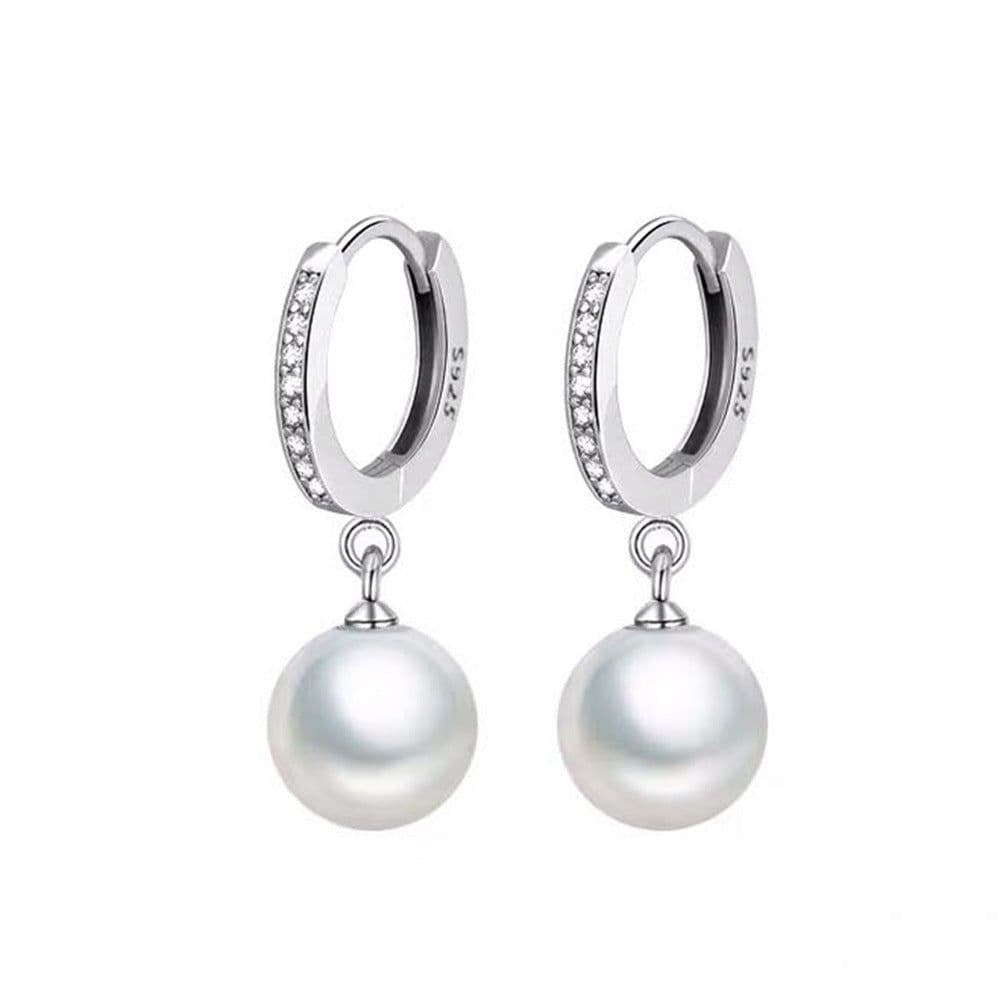 image-Pearl Earrings - Geometric Zircon Gold Plated